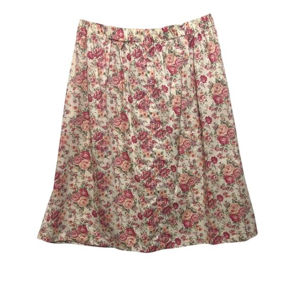 Vintage 80s Fritzi California Size Medium Linen Look Floral A Line Yoke Skirt - Picture 2 of 8